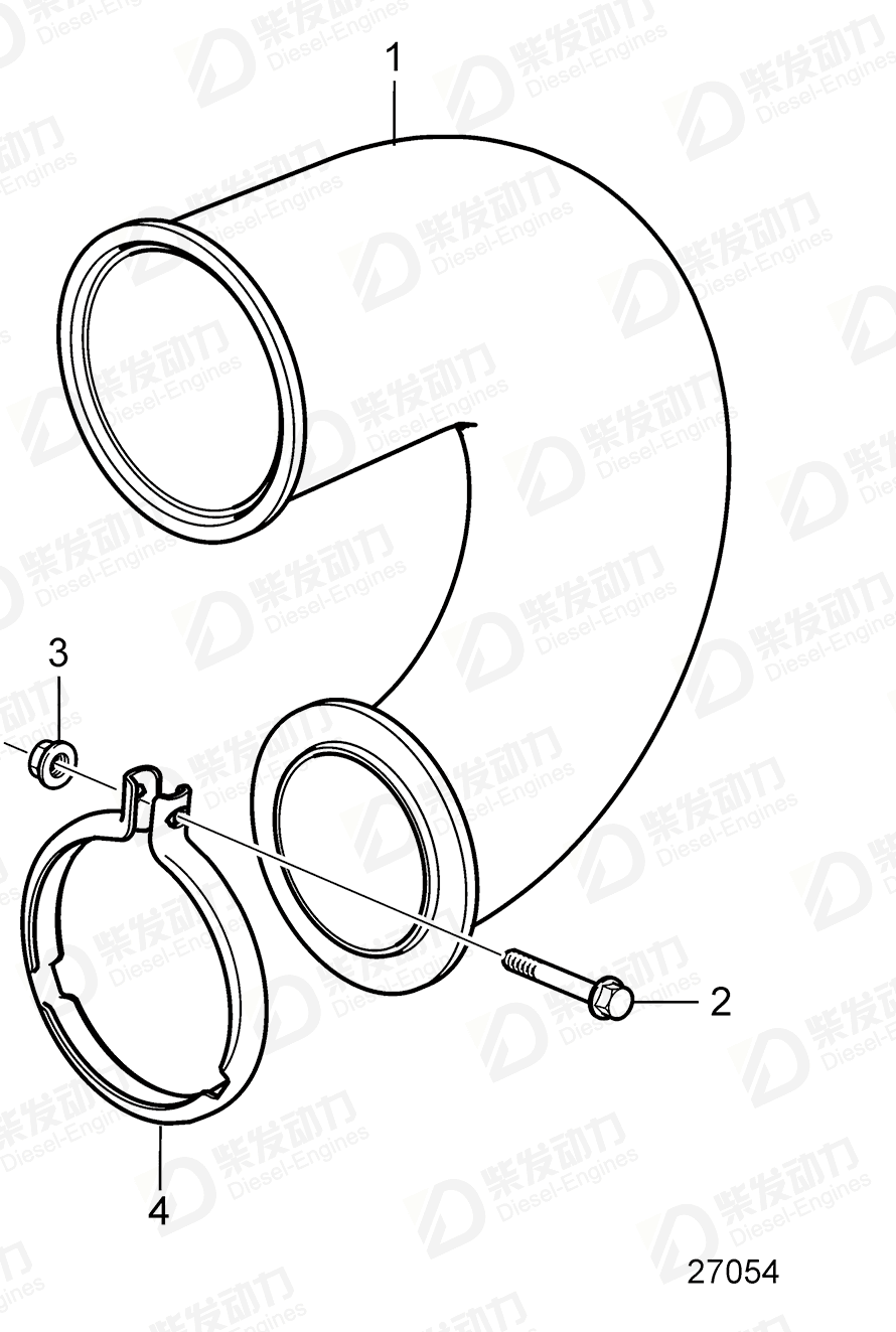 volvo penta Connecting pipe 11128966 Drawing volvo penta Connecting pipe 11128966 Drawing